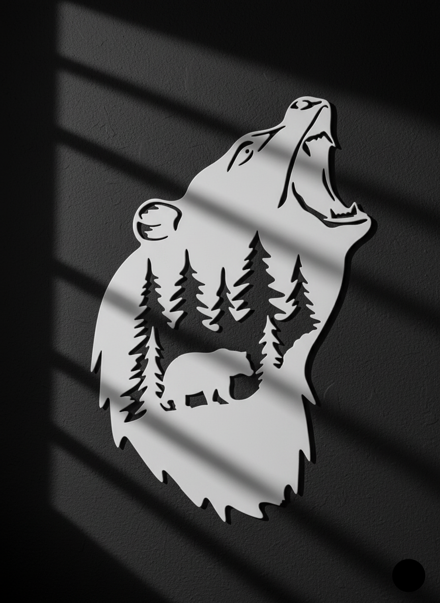 Premium Dense Pine Forest and Elk Silhouette Metal Wall Art