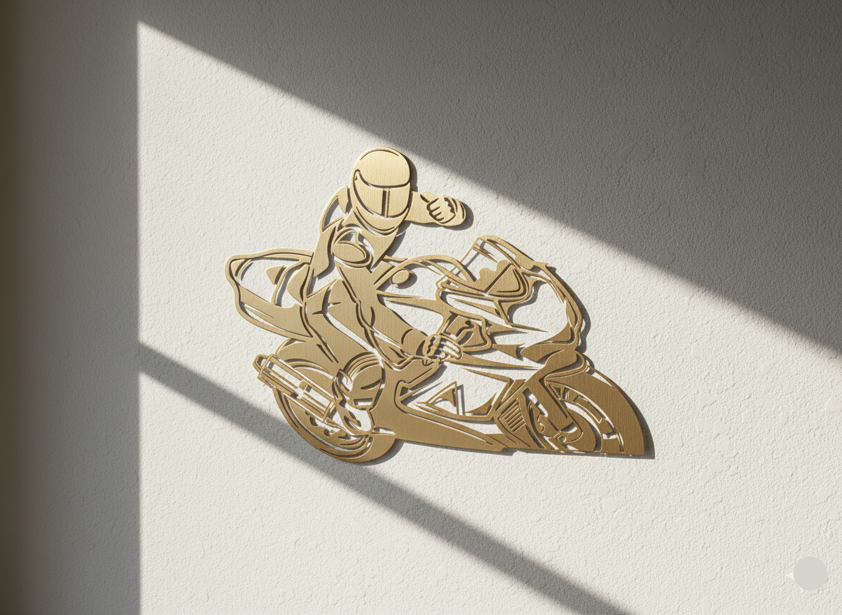 Premium Motorcycle and Rider Metal Wall Art