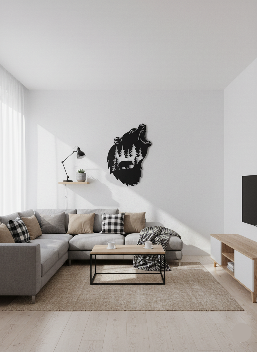 Premium Dense Pine Forest and Elk Silhouette Metal Wall Art