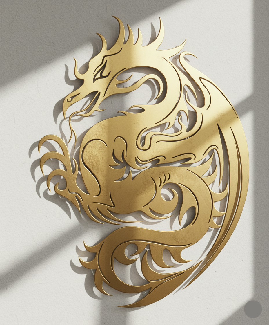 Premium Tribal Dragon Silhouette Metal Wall Art