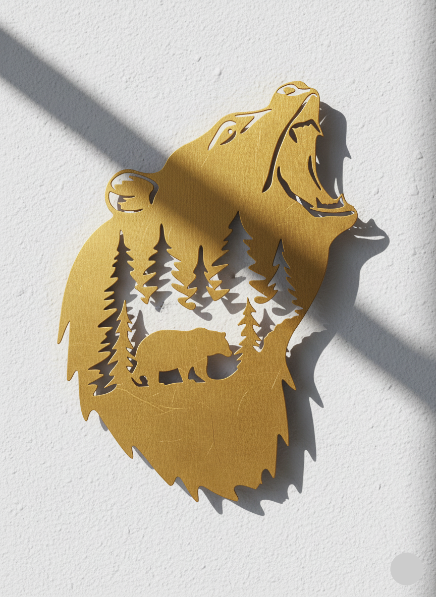 Premium Dense Pine Forest and Elk Silhouette Metal Wall Art