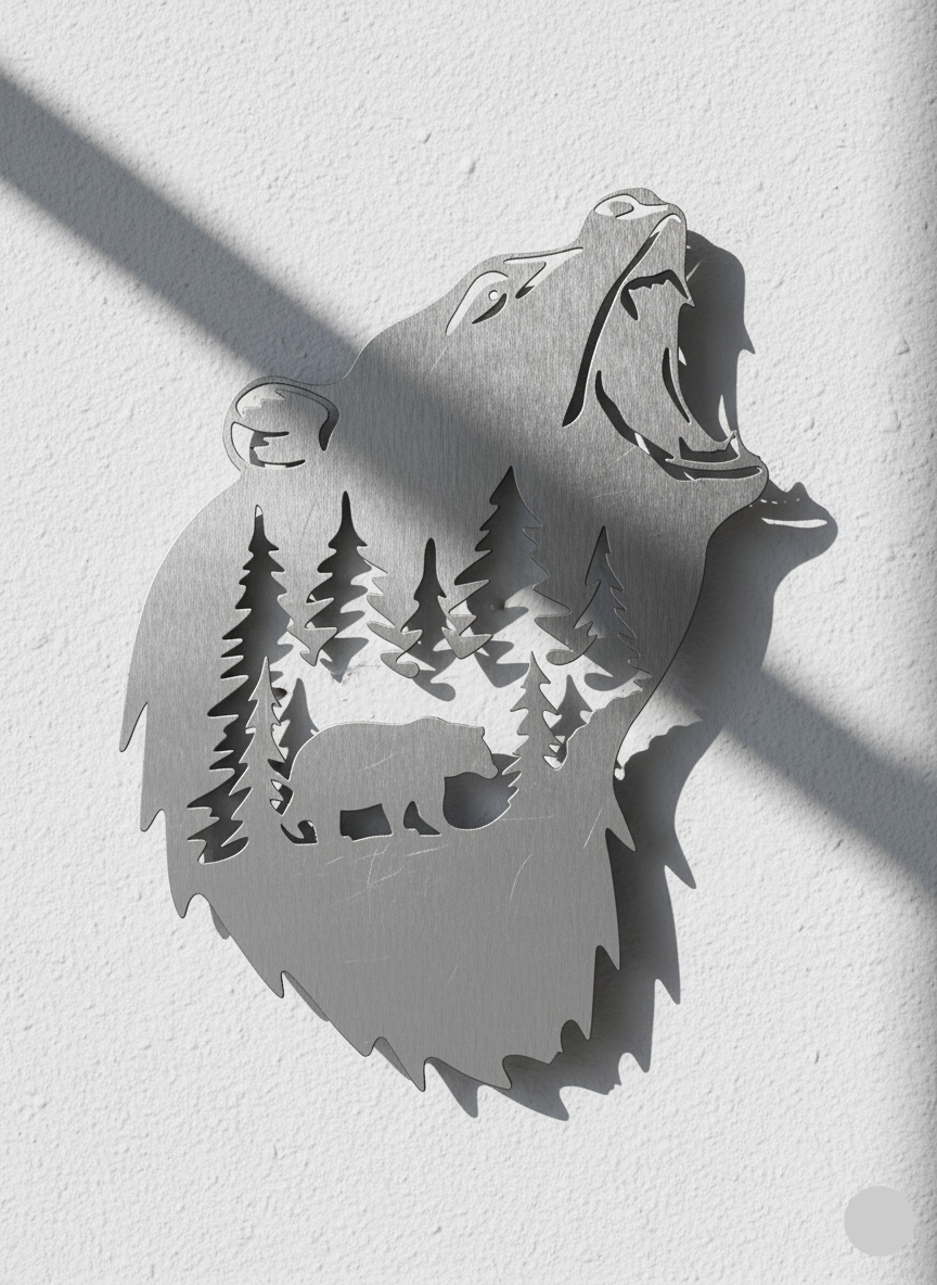 Premium Dense Pine Forest and Elk Silhouette Metal Wall Art