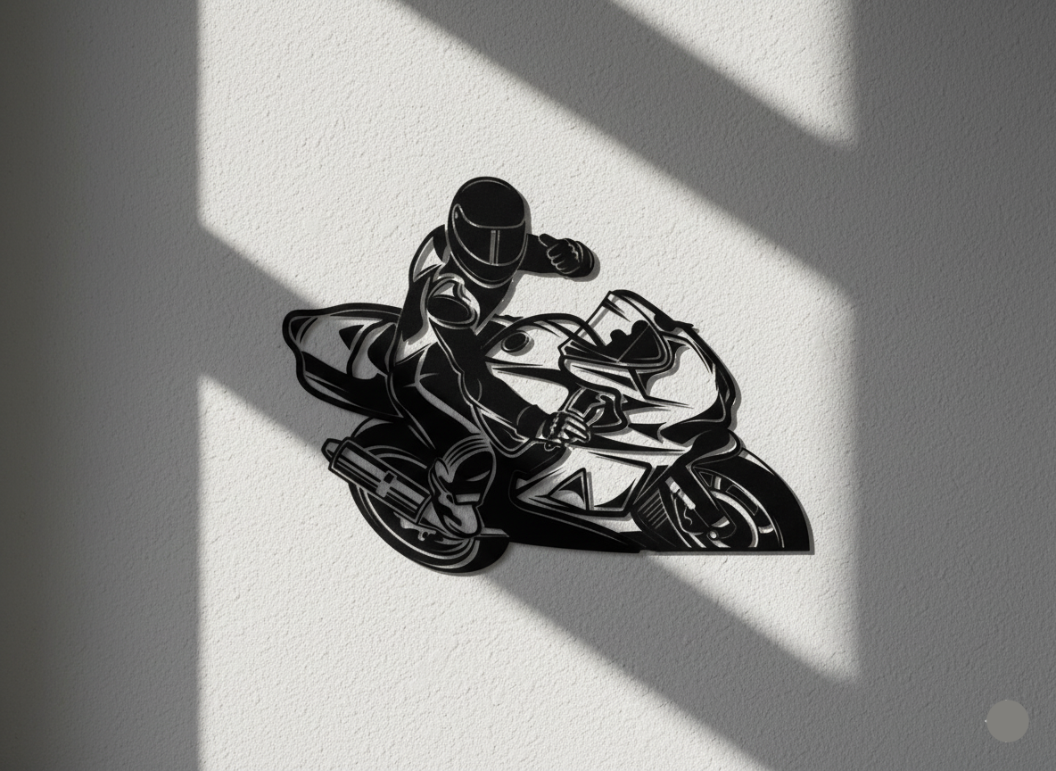 Premium Motorcycle and Rider Metal Wall Art