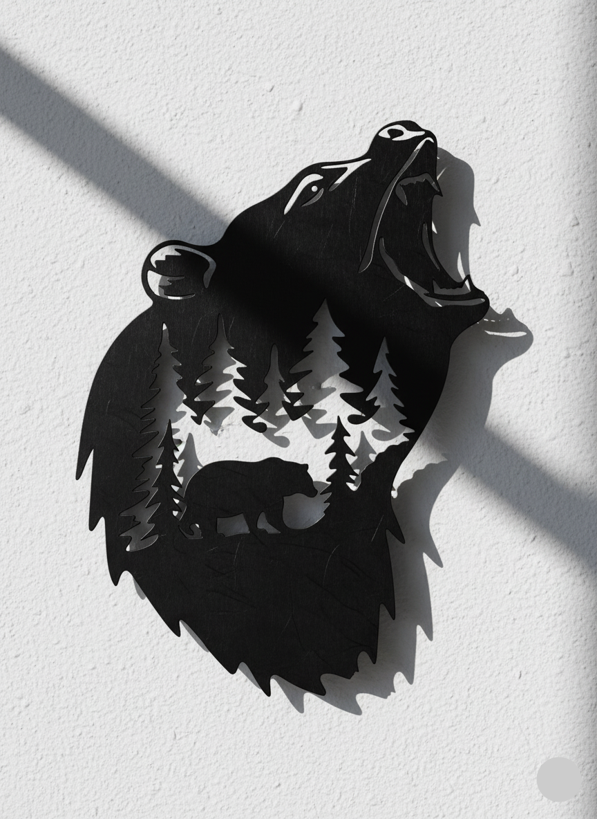 Premium Dense Pine Forest and Elk Silhouette Metal Wall Art