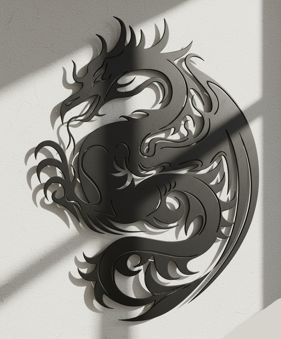 Premium Tribal Dragon Silhouette Metal Wall Art