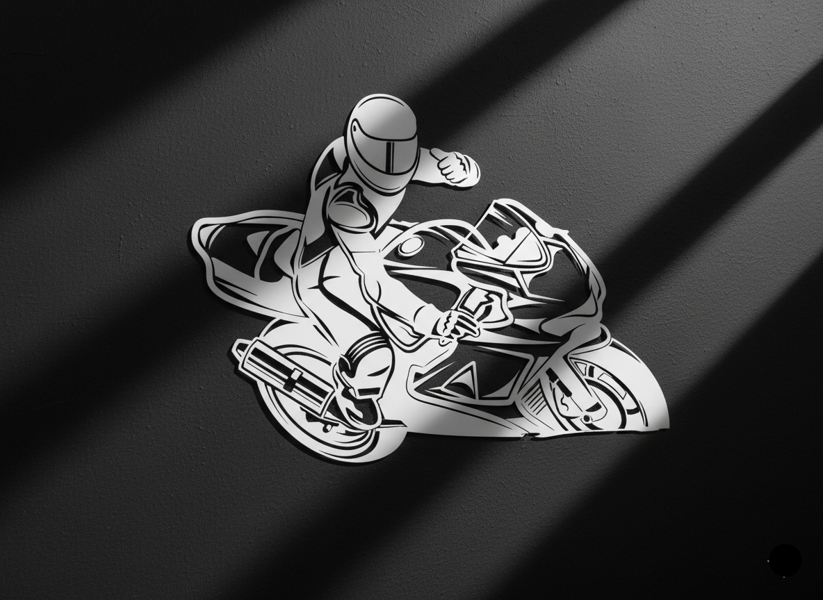 Premium Motorcycle and Rider Metal Wall Art