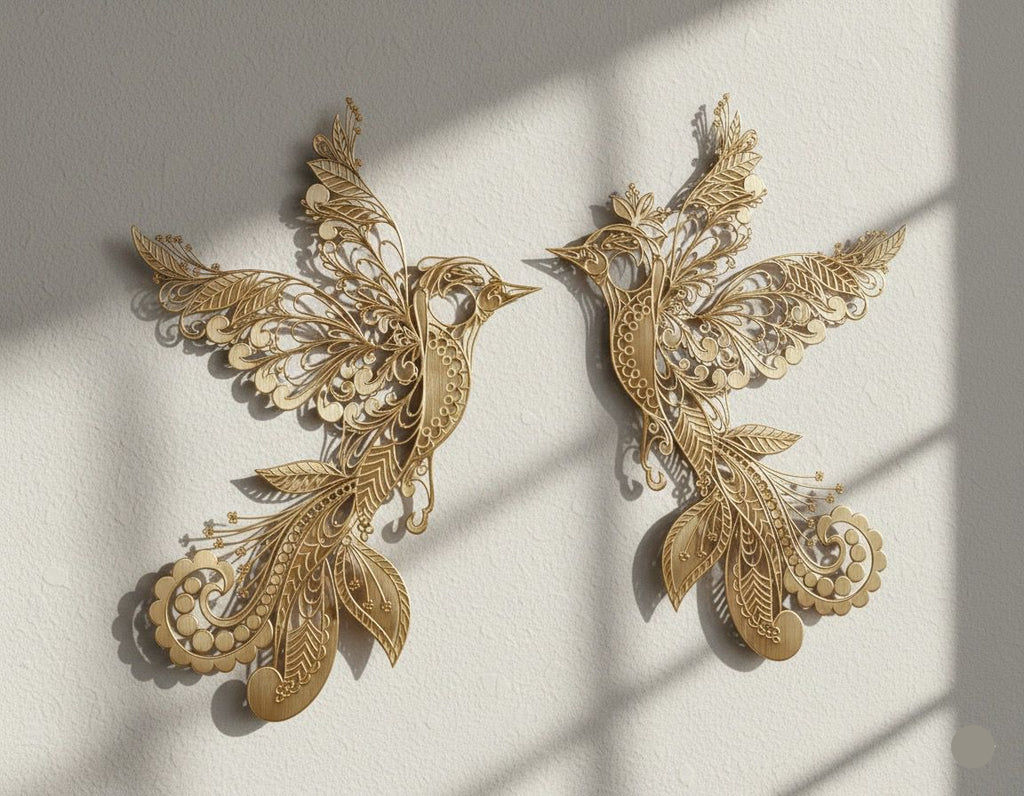 Premium Lace Birds Couple Metal Wall Decor