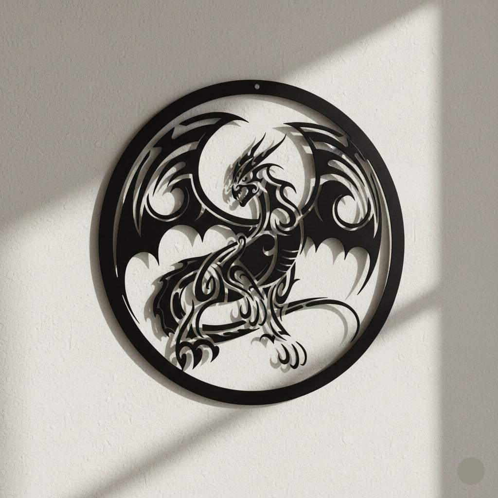 Premium Tribal Dragon Metal Wall Decor