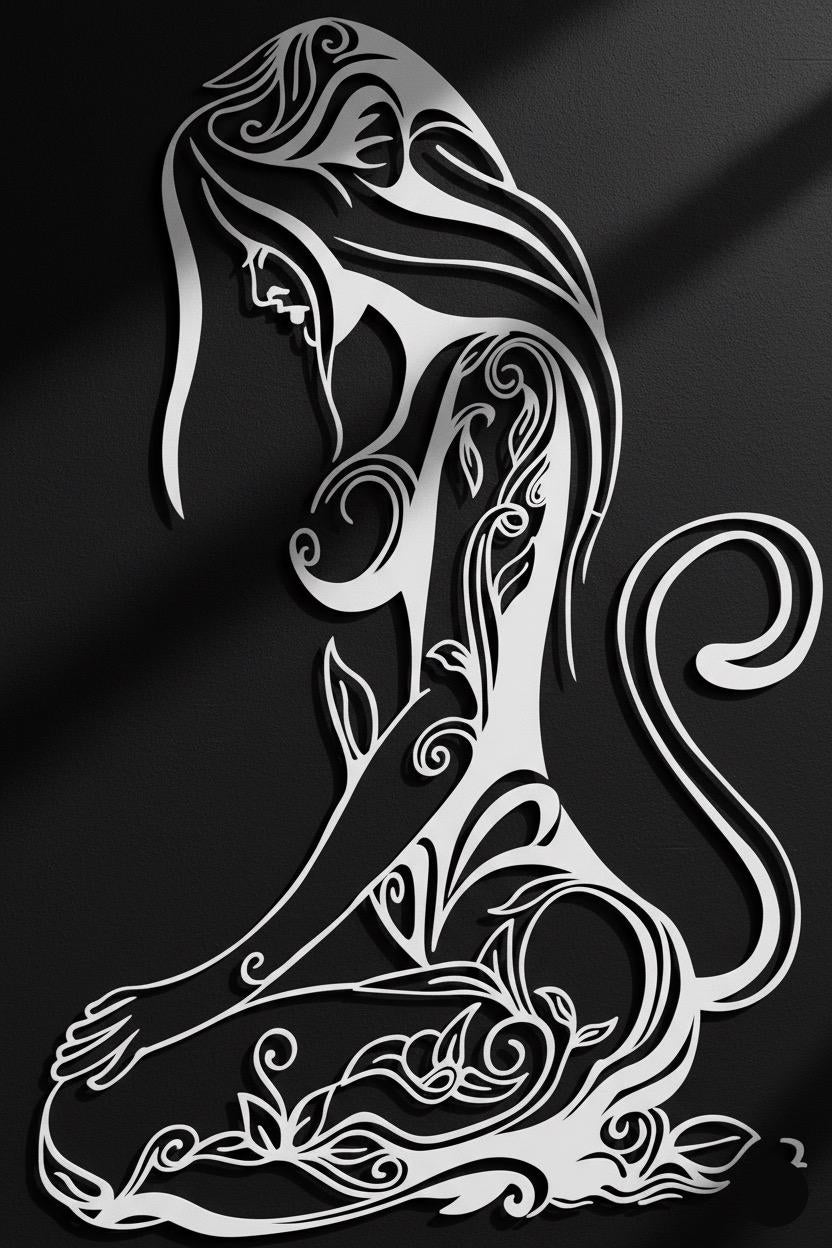 Premium Tribal Female Silhouette Metal Wall Art