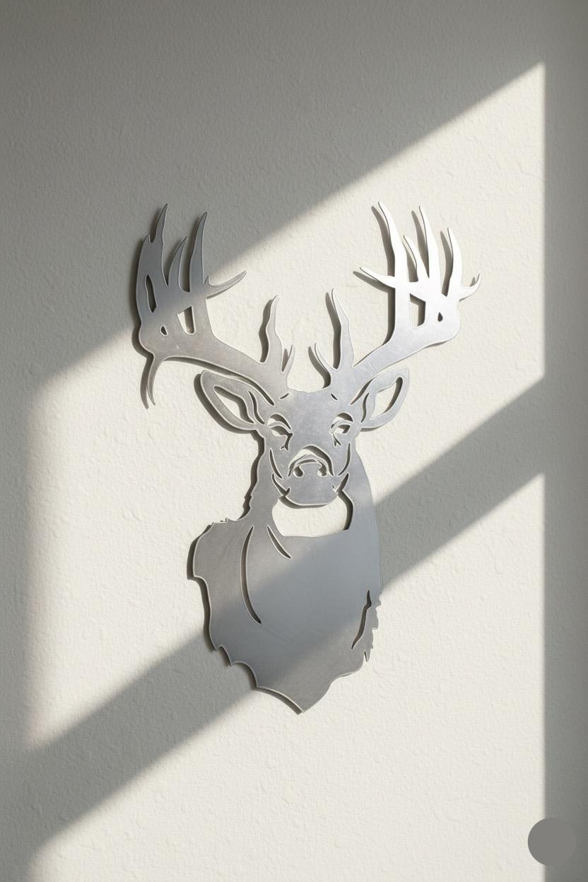 Premium Majestic Trophy Deer Head Metal Wall Art