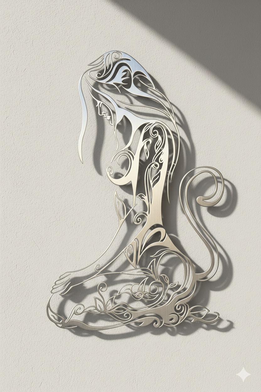 Premium Tribal Female Silhouette Metal Wall Art