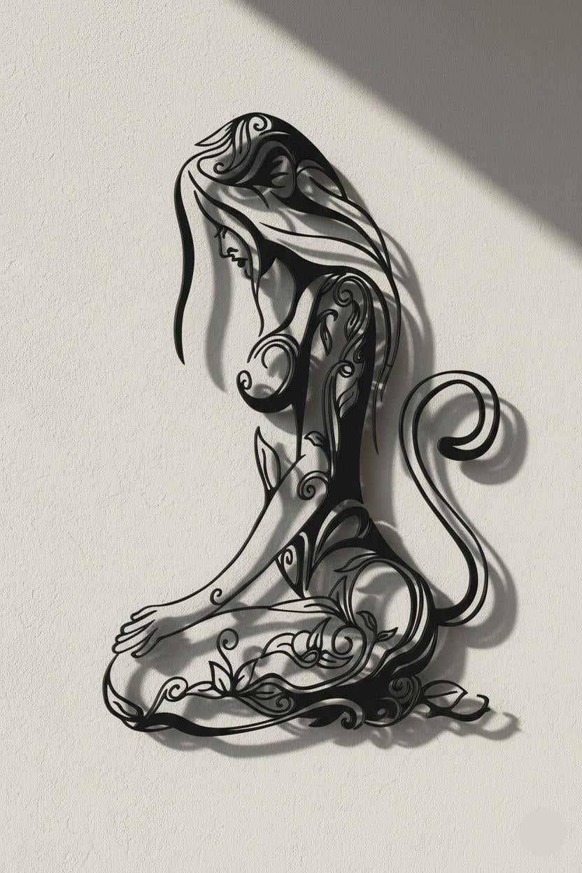 Premium Tribal Female Silhouette Metal Wall Art