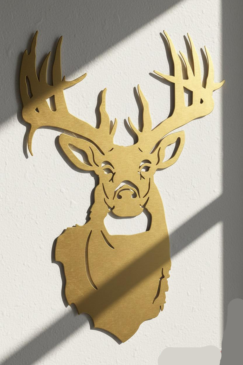Premium Majestic Trophy Deer Head Metal Wall Art