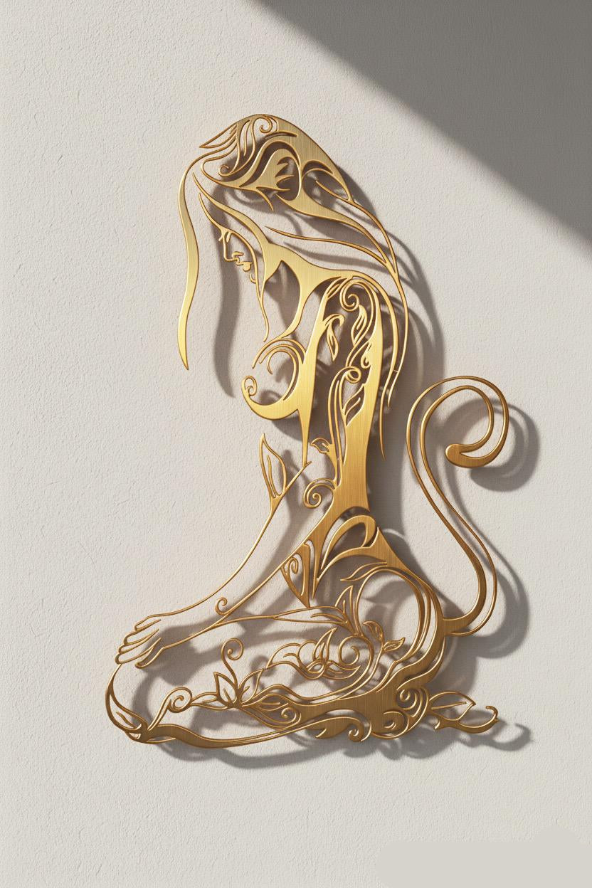 Premium Tribal Female Silhouette Metal Wall Art