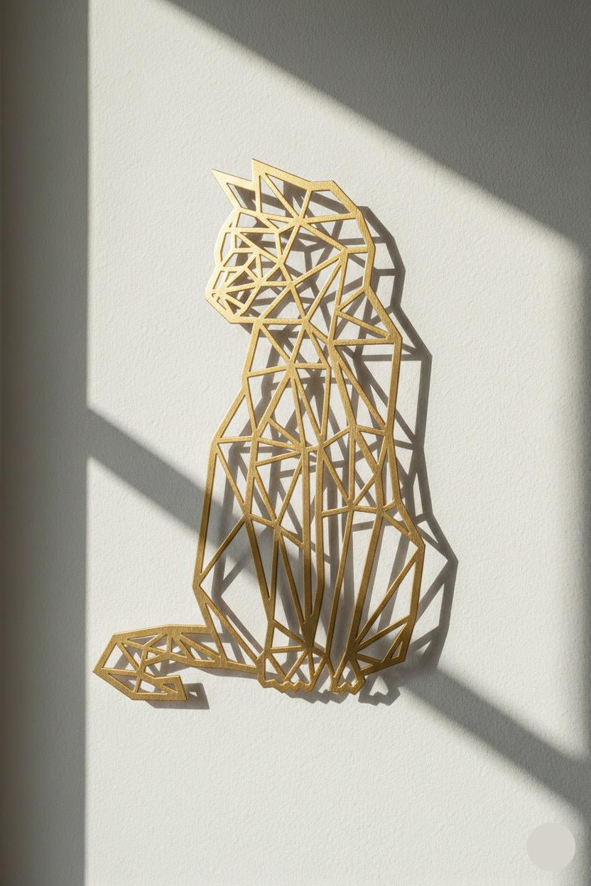 Premium Geometric Cat Metal Wall Art