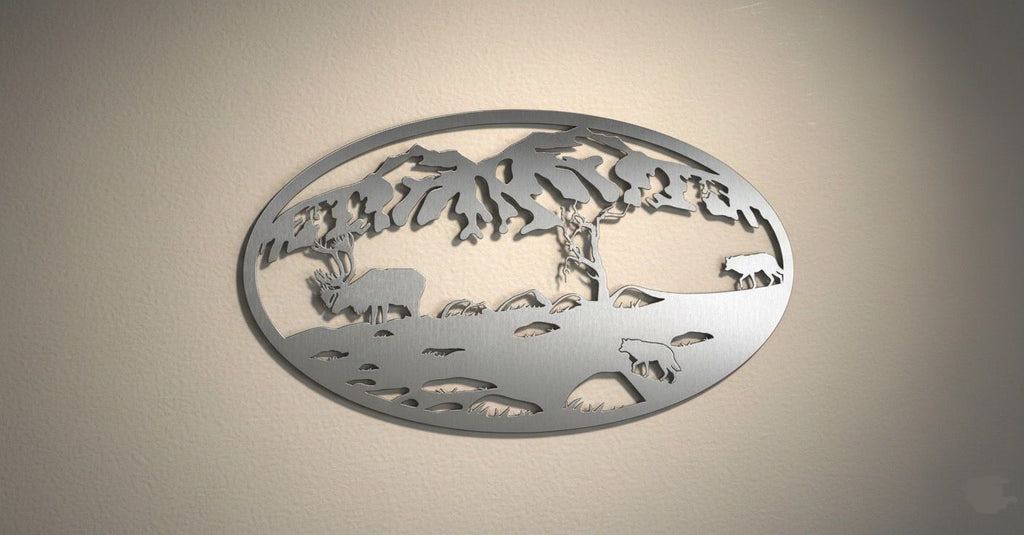 Premium Mountain & Wildlife Metal Wall Decor