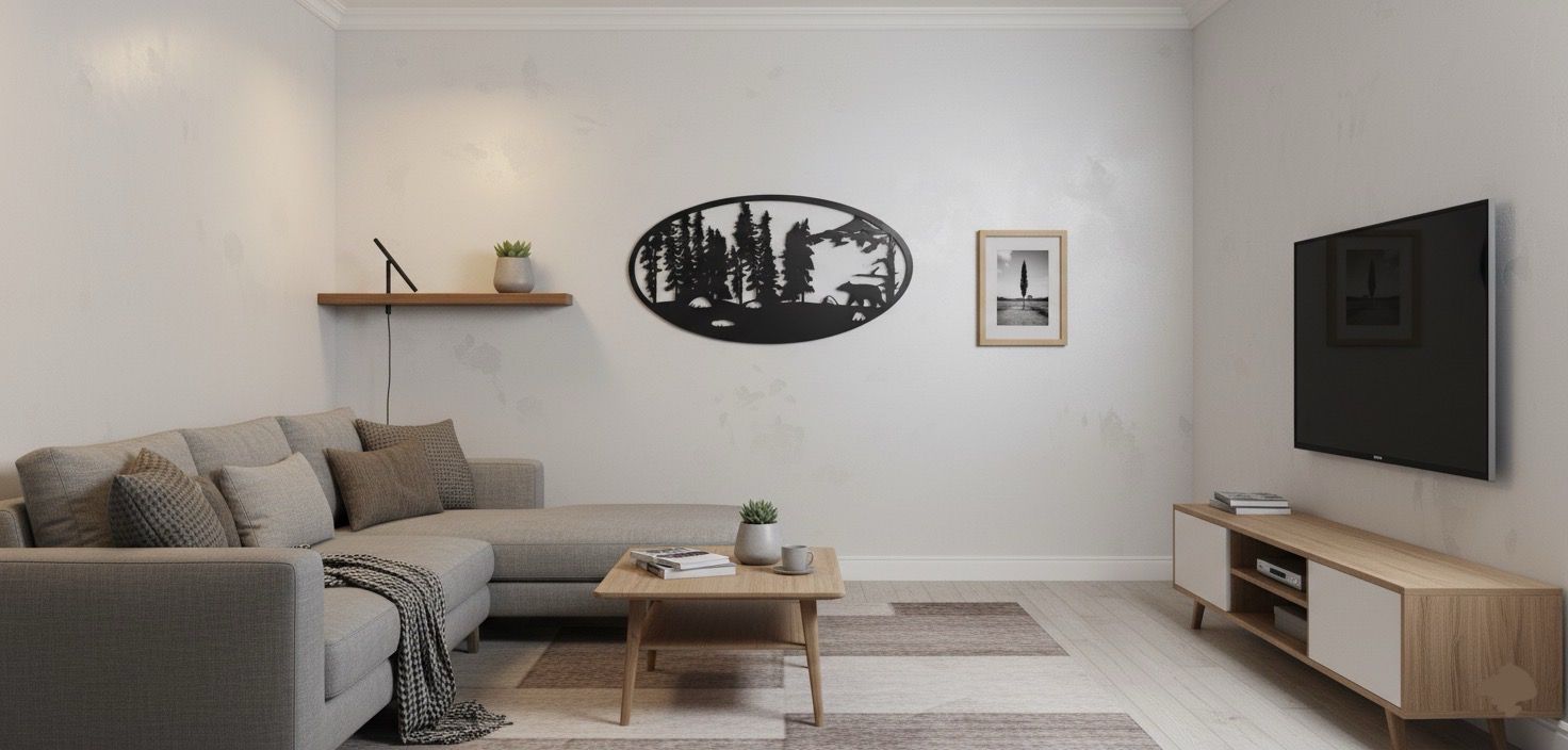 Premium Forest and Bear Silhouette Metal Wall Art