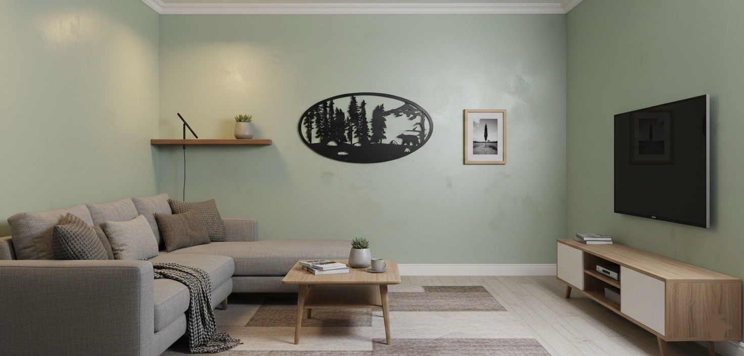 Premium Forest and Bear Silhouette Metal Wall Art