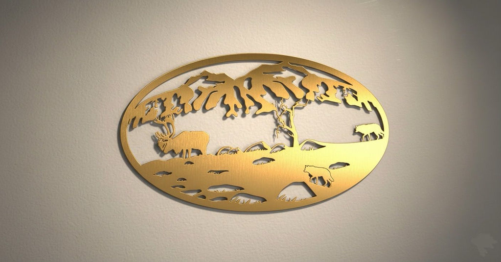 Premium Mountain & Wildlife Metal Wall Decor
