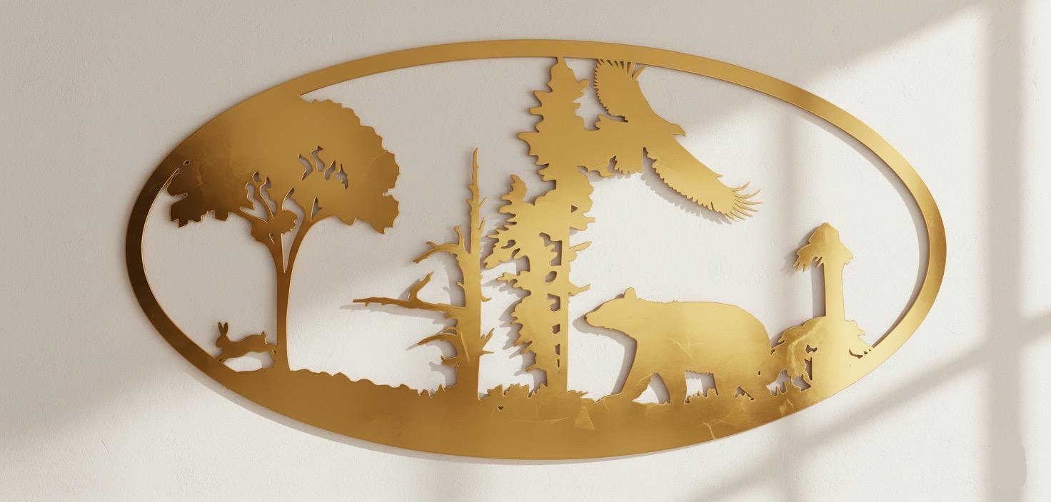 Premium Forest, Bear, Eagle & Rabbit Silhouette Metal Wall Art