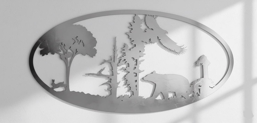Premium Forest, Bear, Eagle & Rabbit Silhouette Metal Wall Art