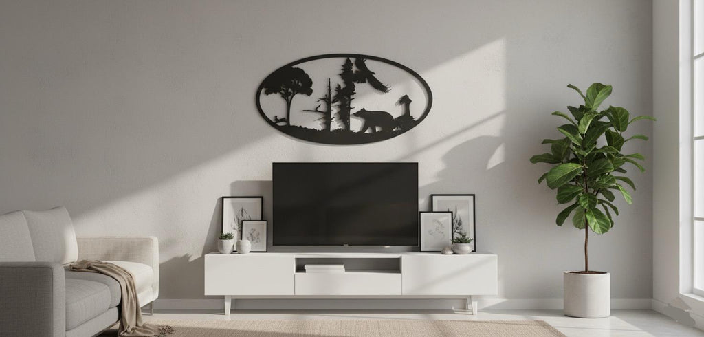 Premium Forest, Bear, Eagle & Rabbit Silhouette Metal Wall Art