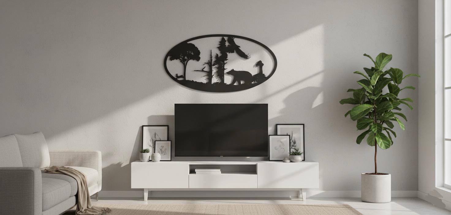 Premium Forest, Bear, Eagle & Rabbit Silhouette Metal Wall Art