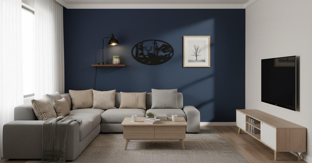 Premium Mountain,Deer & Countryside Landscape Metal Wall Art