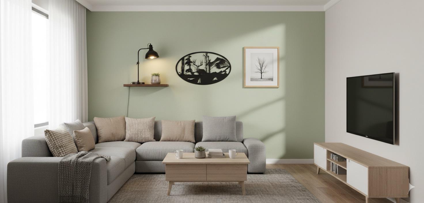 Premium Mountain,Deer & Forest Silhouette Metal Wall Art