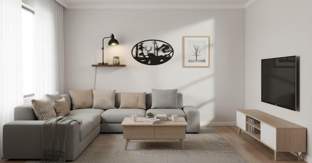 Premium Mountain,Deer & Countryside Landscape Metal Wall Art