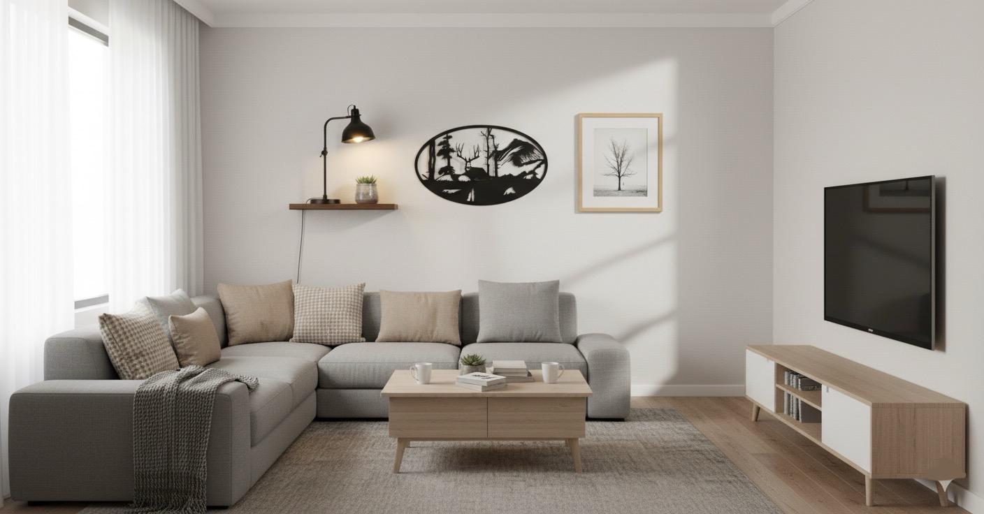 Premium Mountain,Deer & Countryside Landscape Metal Wall Art