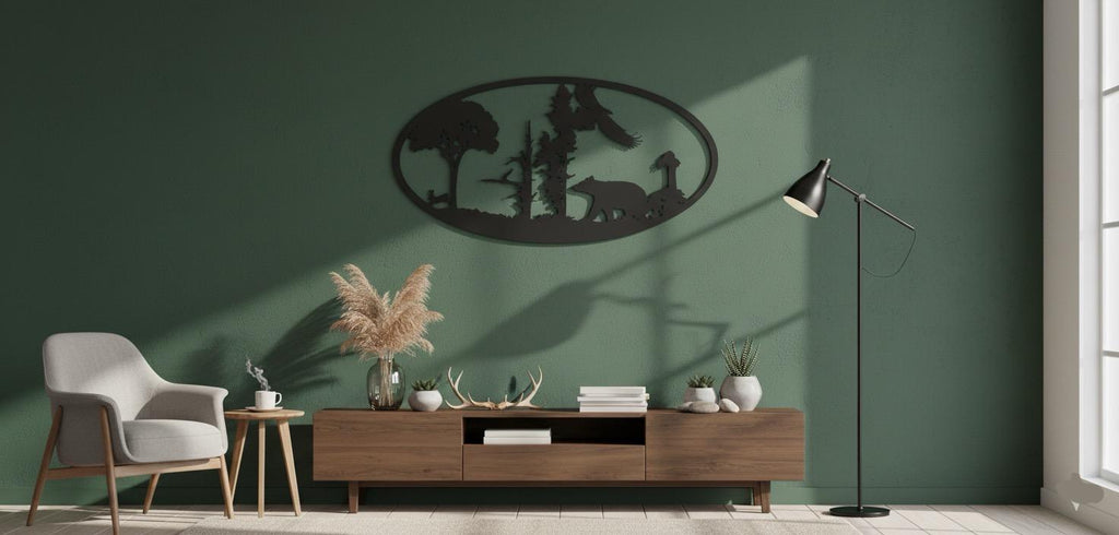 Premium Forest, Bear, Eagle & Rabbit Silhouette Metal Wall Art