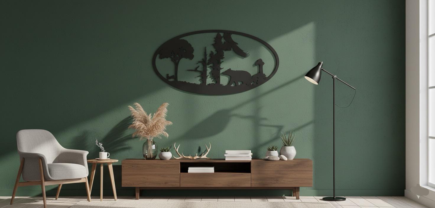 Premium Forest, Bear, Eagle & Rabbit Silhouette Metal Wall Art