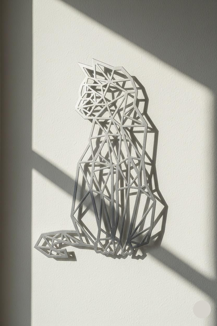 Premium Geometric Cat Metal Wall Art