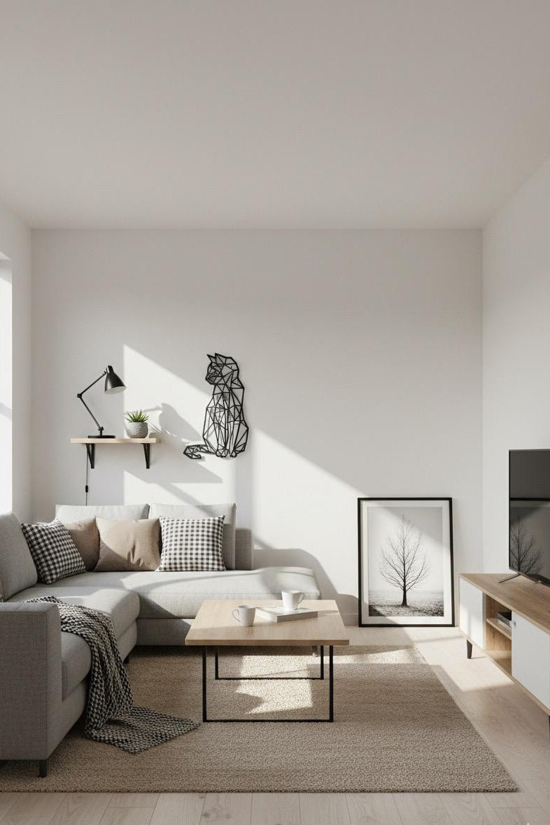 Premium Geometric Cat Metal Wall Art