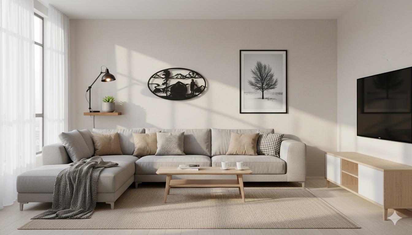 Premium Eagle, Mountain and River Silhouette Metal Wall Decor