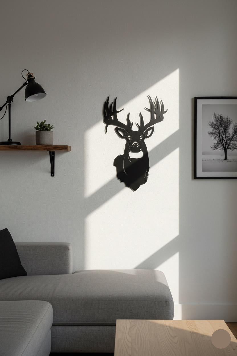 Premium Majestic Trophy Deer Head Metal Wall Art