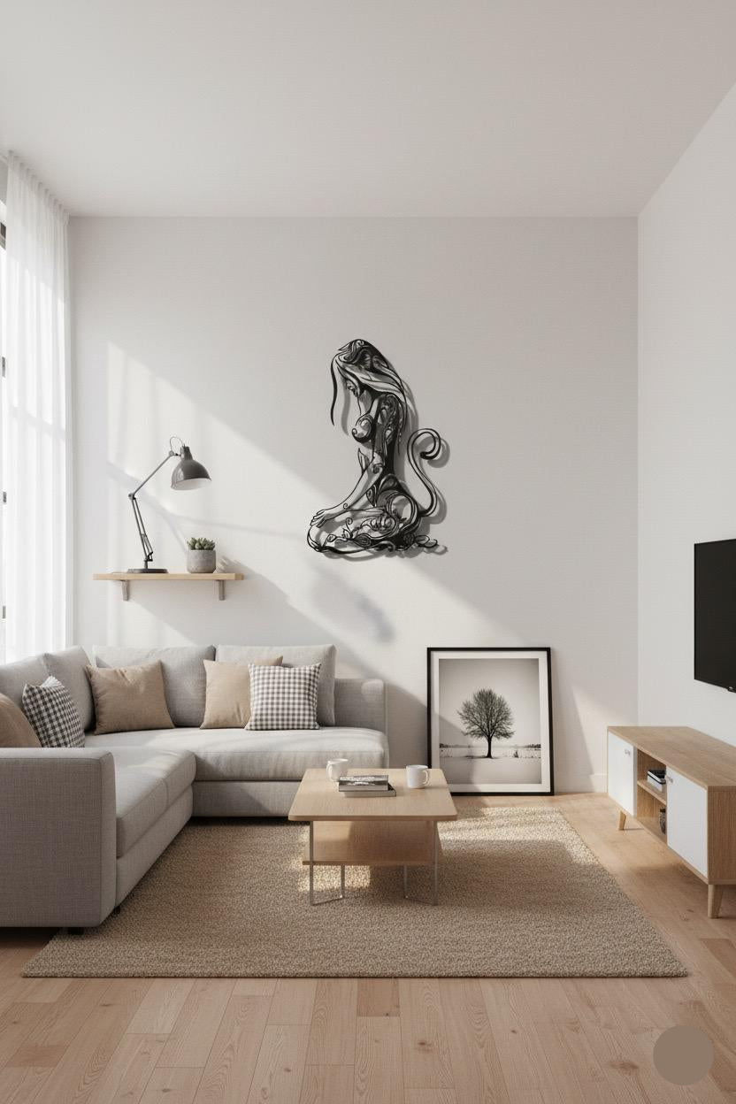 Premium Tribal Female Silhouette Metal Wall Art