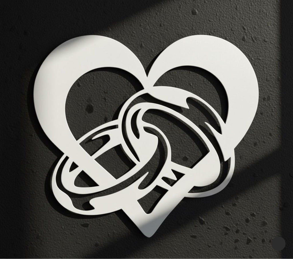 Premium Heart and Interlocked Rings Metal Wall Decor